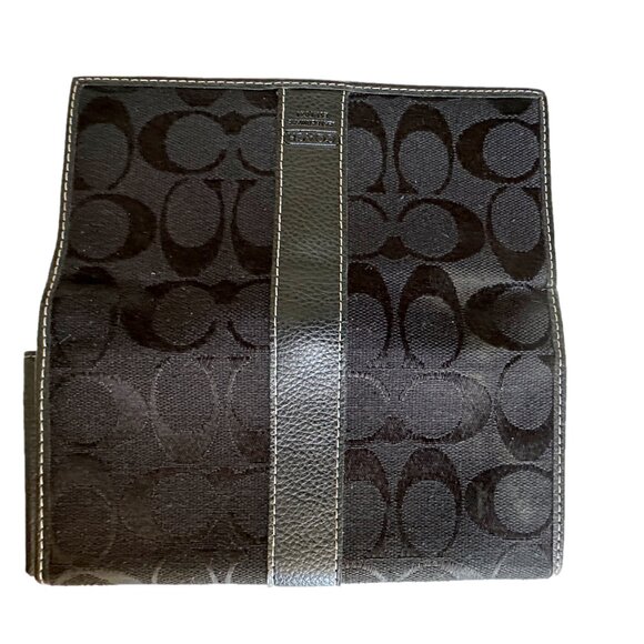 Coach Black Signature Trifold Billfold Wallet - 71/4" x 3 3/4" - Picture 4 of 6